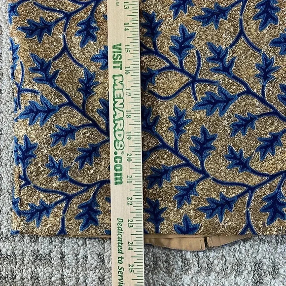 The Odells By Anthropologie Sequin High Waisted Skirt Small Embroidery Blue Gold - Picture 7 of 10